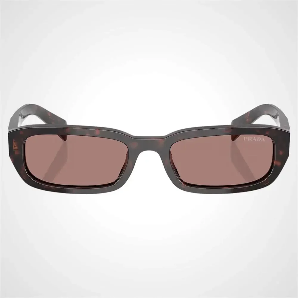 New PRADA Sunglasses Brown Tortoise Symbole Logo Rectangle w/ Case - Picture 2 of 6